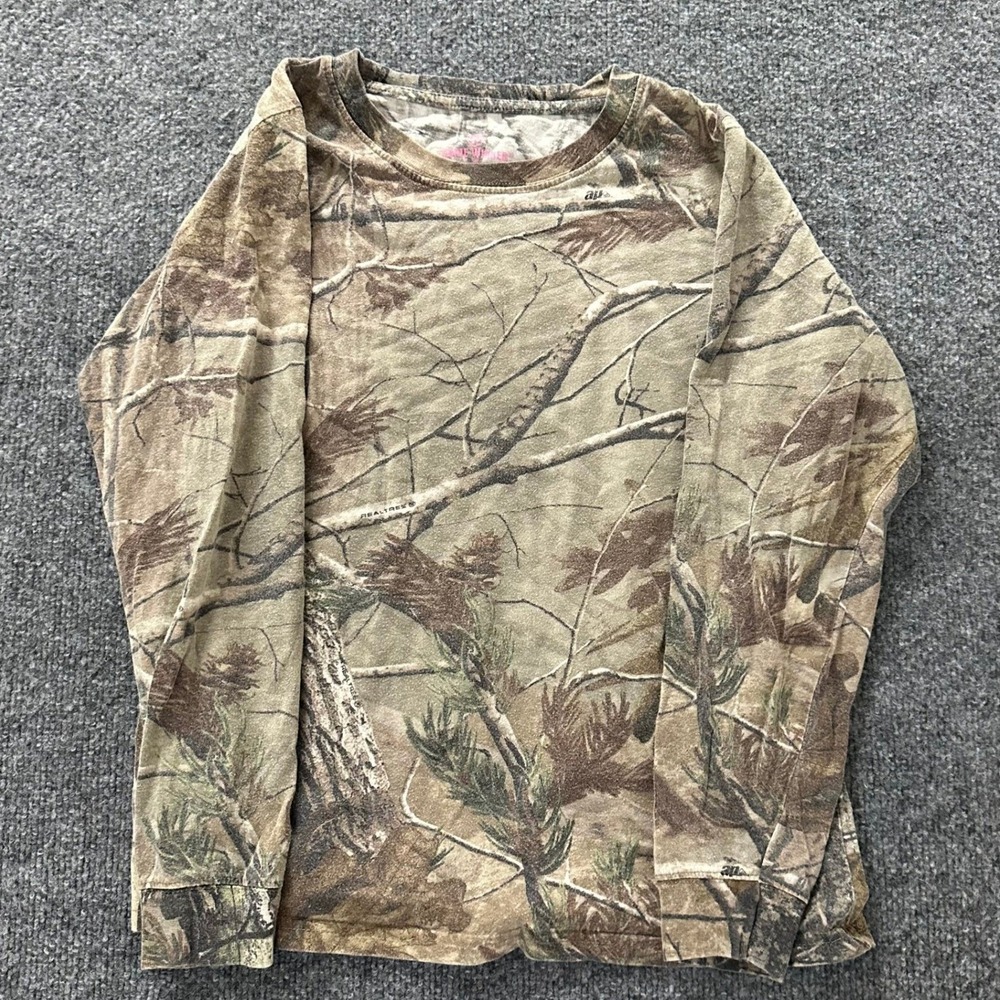 Game Winner Long Sleeve Shirt Womens Size S Realtree Camo Cotton Hunting Tee